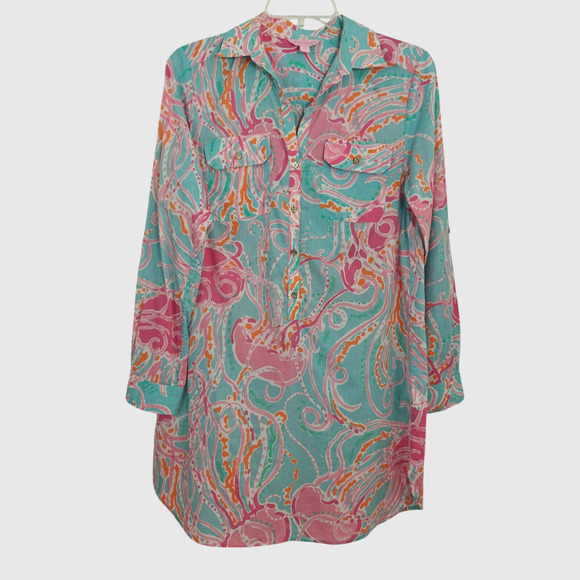 Lilly Pulitzer Captiva Tunic Shirt Dress Size XS Jellies Be Jammin Resort Beachy - Picture 3 of 11